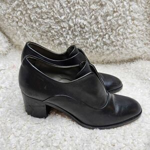 Reed Krakoff Womens Black Leather Round Toe Block Heel Oxford Shoes sz 38‎